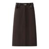Women's Coffee Wool-Blend High-Waist Midi Pencil Skirt - New Autumn/Winter 2024