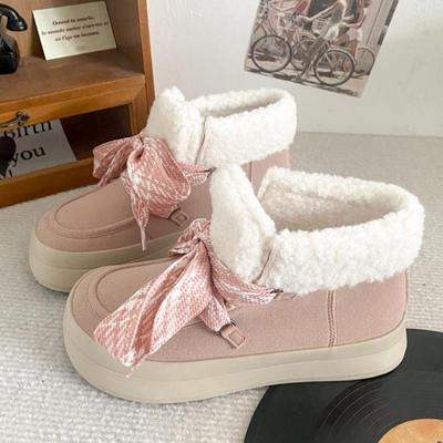 Женские замшевые ботинки на платформе и плоской подошве, зимняя обувь 2025 года, новые повседневные спортивные кроссовки со шнуровкой, короткие, плюшевые, Mujer Zapatos