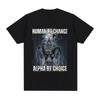 Human By Chance Alpha By Choice Wolf Funny Meme T Shirts Women Casual Cotton Vintage Short Sleeve Oversized T-shirts Streetwear