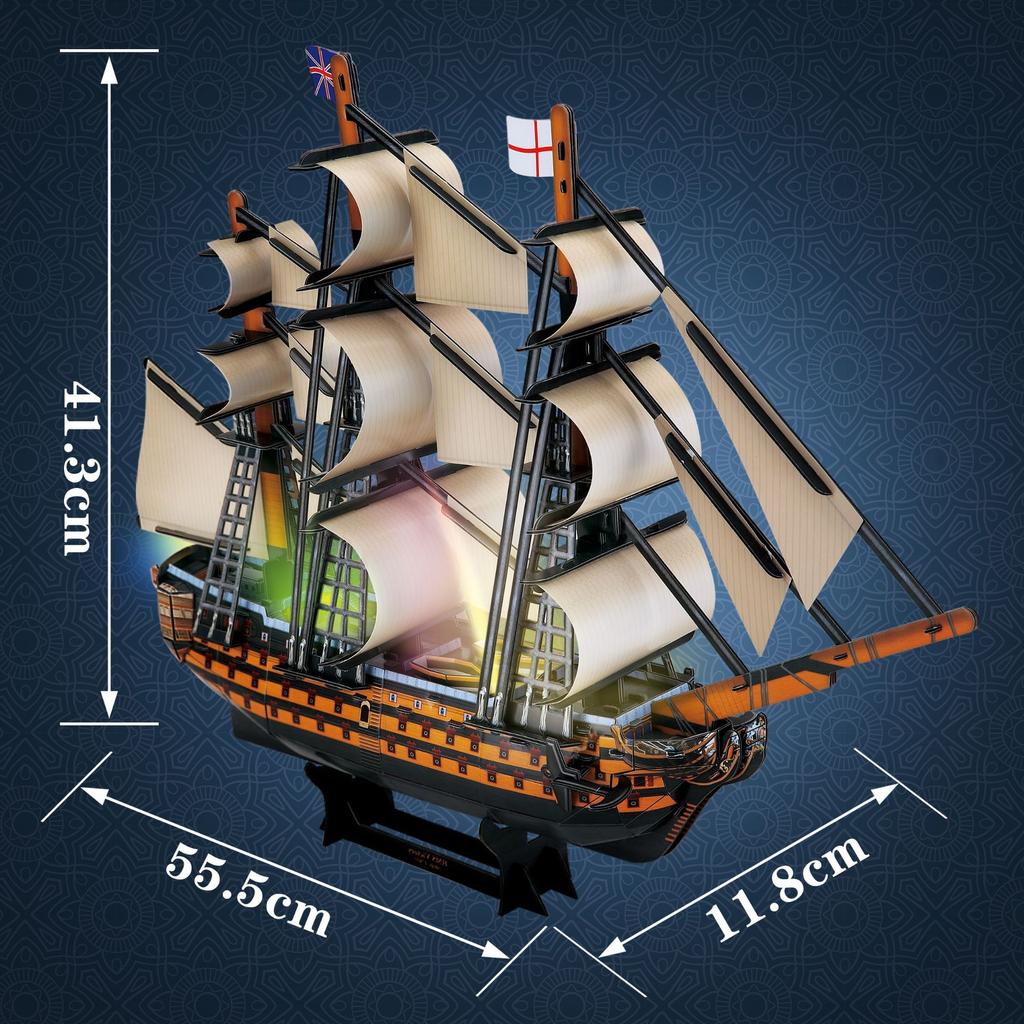 3D стерео пазл Королевская победа со светодиодными огнями детская сборная модель лодки игрушки подарок на день рождения