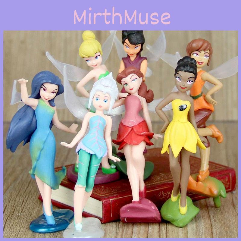 Очаровательный набор из 7 фигурок феи Динь-Динь Tinkerbell Для детей С подставками