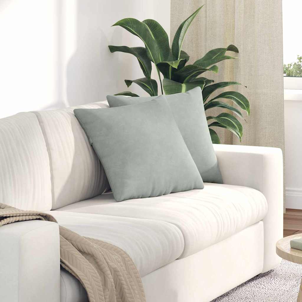 Sofa Cushions 2 Pieces Light Grey 45 x 45 cm Cord Fabric