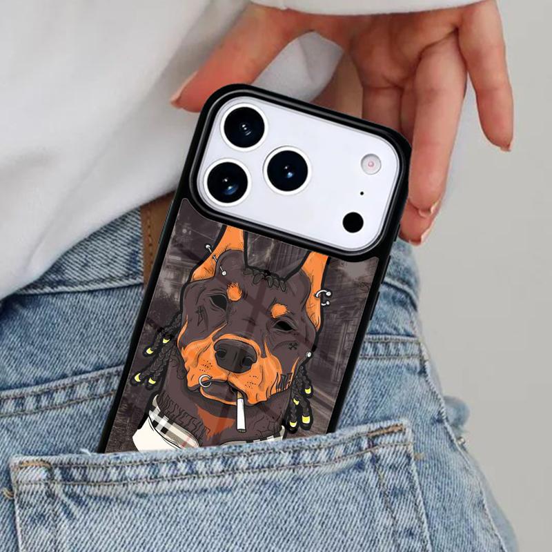 Cute Doberman Pinscher Dog Phone Case for iPhone 16e 15 14 13 12 17 Pro Max Plus Air 17pro Cover Coque