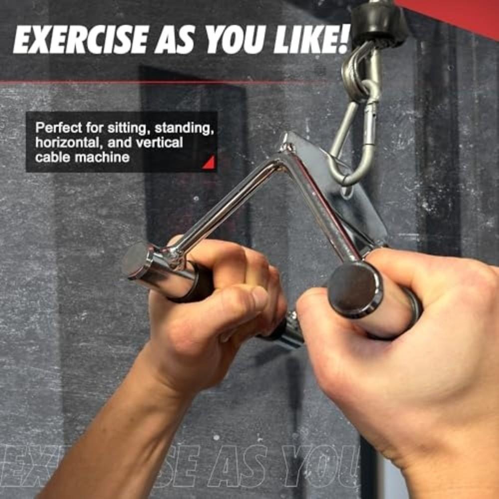 Heavy Duty Pull Down Cable Machine Attachment Rubber Handgrips Double D Handle  Home Gym
