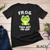 Womens Cute Frog Fully Rely On God Christian Frog Unisex T-shirt