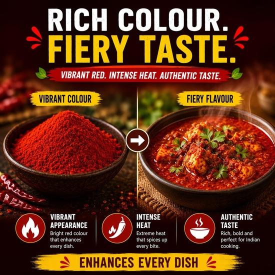 NAIRUTI VYUTPADAN | Pure & Spice Teja Red Chilli Powder 200g – 100% Natural, Very Spicy & Supreme Tikha | No Added Color or Preservatives