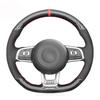 Black Carbon Fiber Suede No-slip Car Steering Wheel Cover for Volkswagen VW Golf 7 GTI T-Roc Passat Variant (R-Line) Up! GTI