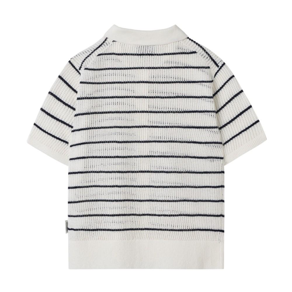 BROMPTON LONDON W Striped Cadigan Sweater - White (P252Wkt430)