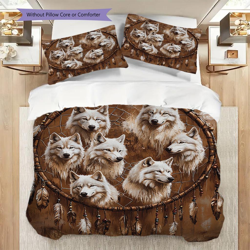 Wolf Pattern Bedding Quilt Set Quilt Cover Pillowcase Home Decoration Birthday Gift (1 * duvet cover + 2 * pillowcase, without core)