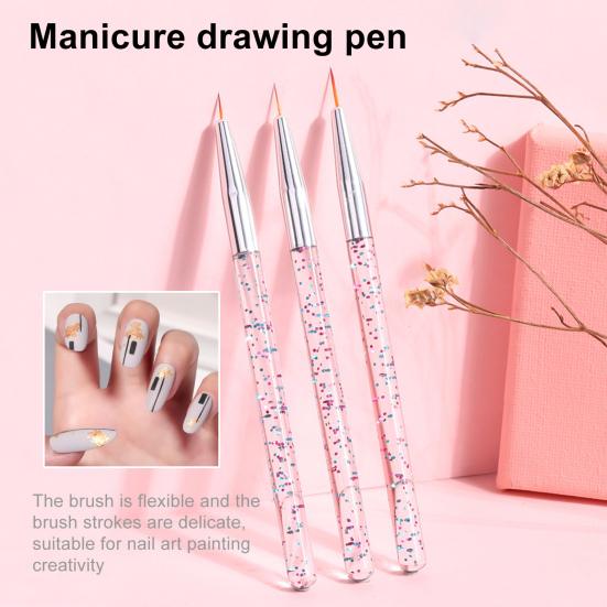 3Pcs/Set Nail Painting Pen Colorful Surface Ergonomics Handle Ultra Thin Flower Design Stripes Lines Liner DIY Drawing Pen for Manicure