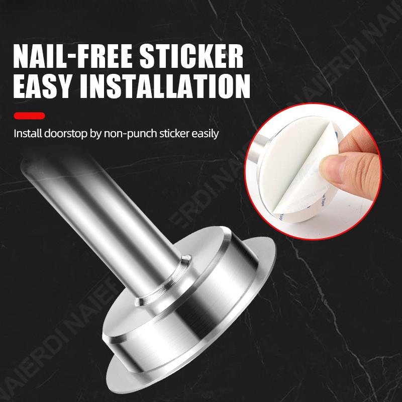 Регулируемый сверхпрочный гидравлический дверной упор из нержавеющей стали с резиновым буфером, настенный