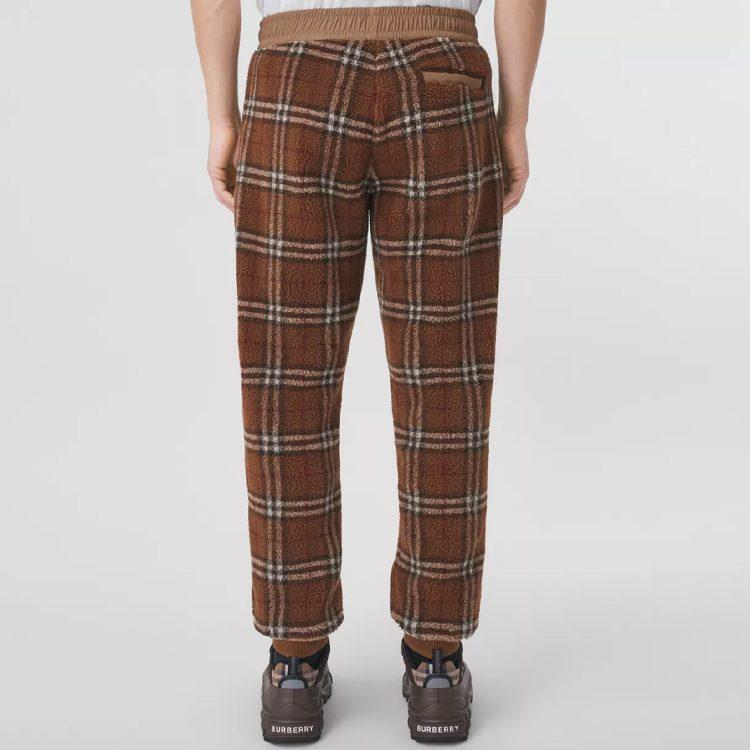 Burberry Мужские клетчатые флисовые брюки Темно-березово-коричневые 80478701