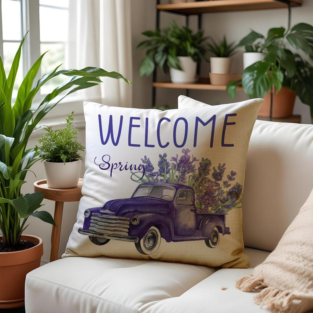 Новая Весна Лавандовая Наволочка Комбинация Лен Принт Цветочная Наволочка Дом Диван