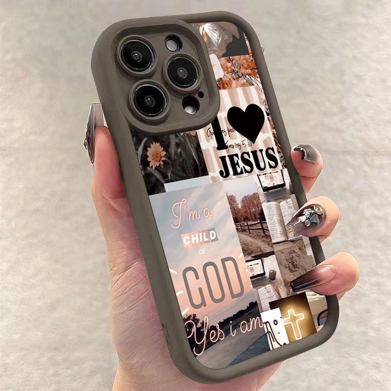 Jesus Collage Pattern Thick Shockproof Phone Case For iPhone 17 Air 16 e 15 14 13 12 11 Pro Max Plus Mini SE Soft Bumper Cover