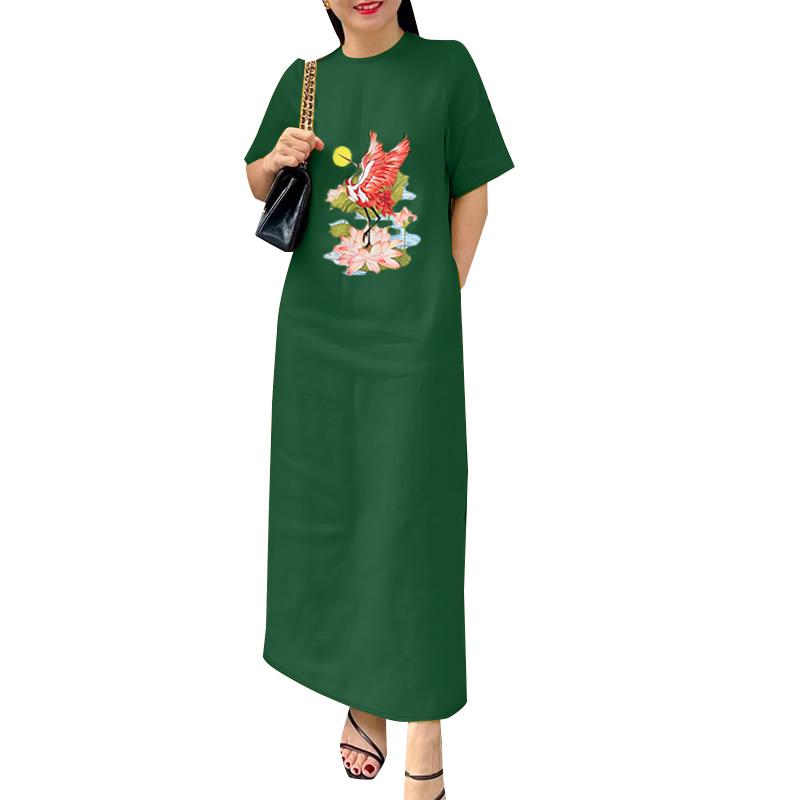 ZANZEA Женское повседневное платье с круглым вырезом и коротким рукавом