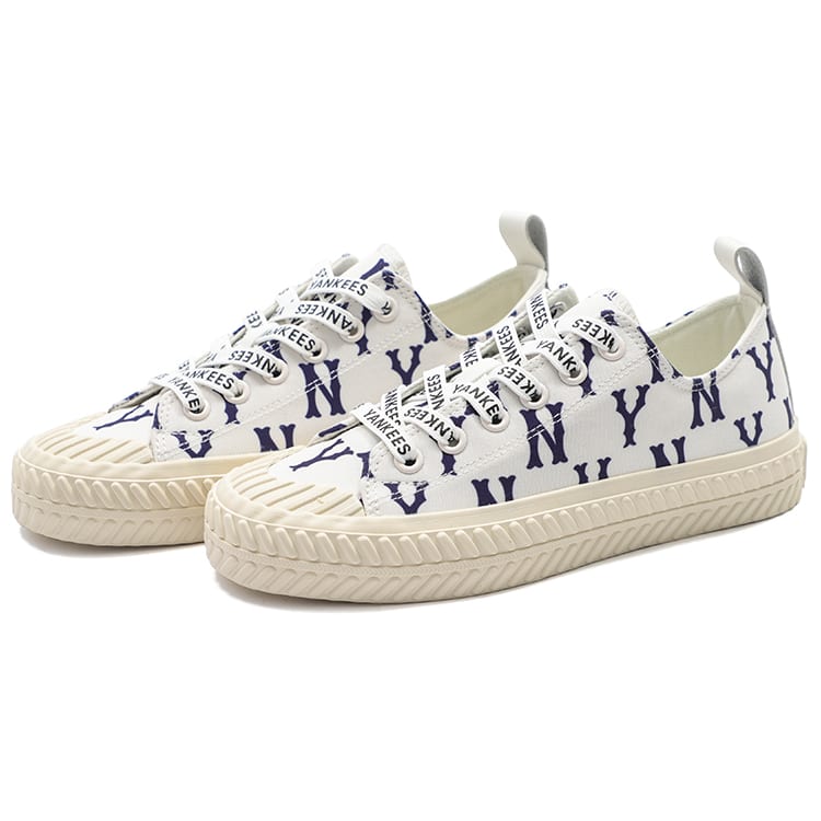 MLB Playball MONOGRAM Wear resistant And Lightweight Low top Canvas Shoes Unisex White 3ACVVM12N-50IVS