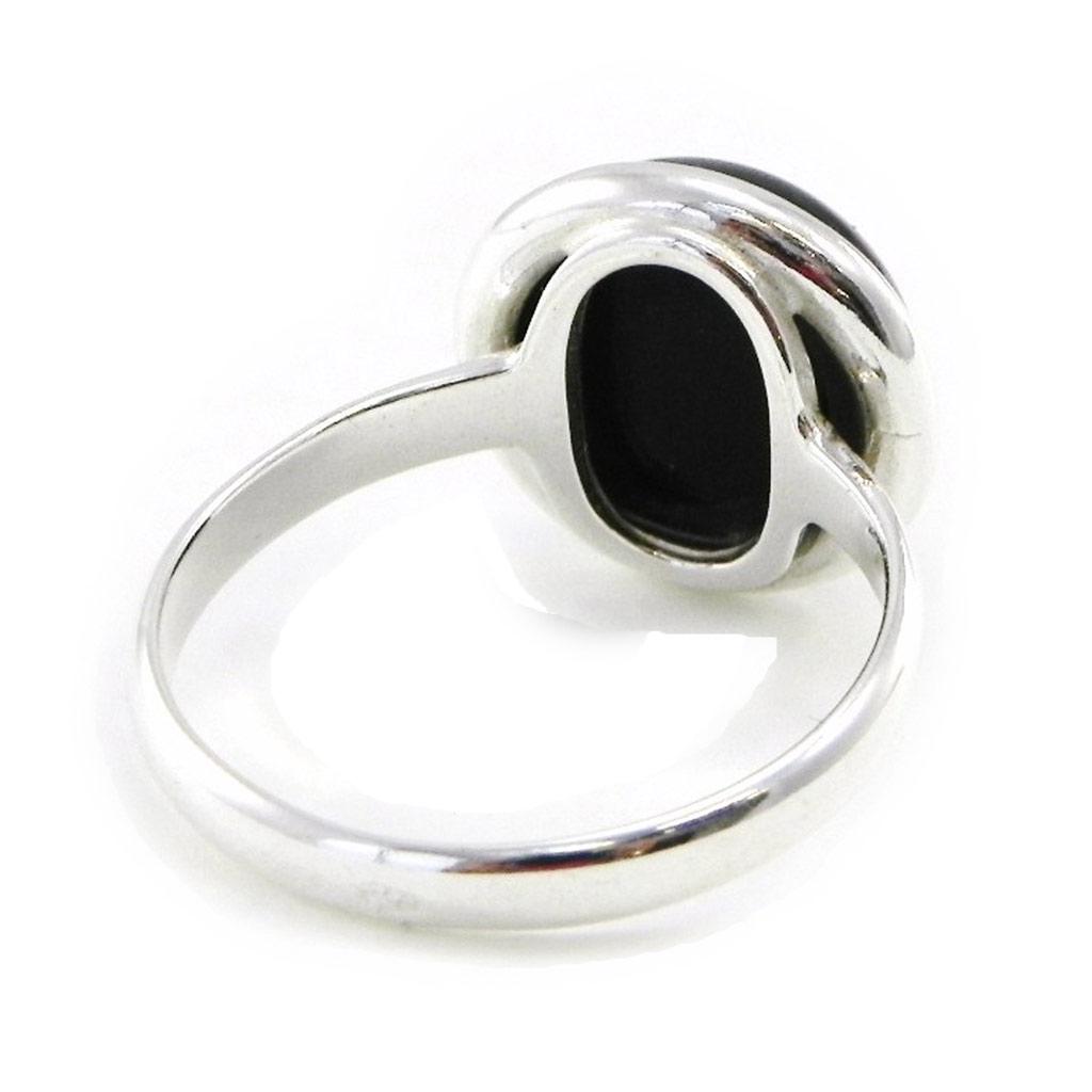 Black Jet Black Goddess Silver Ring