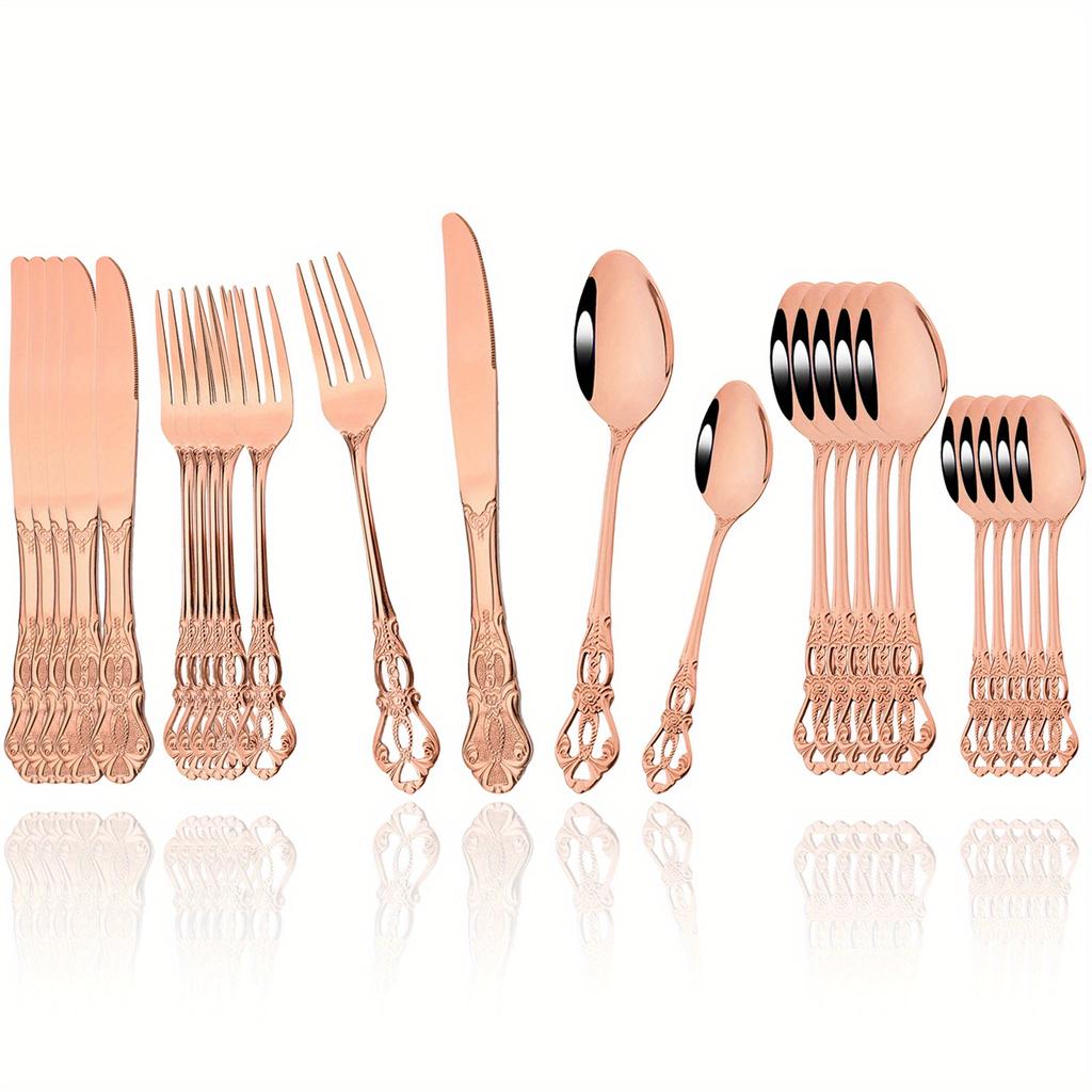 Набор столовых приборов из зеркальной полированной нержавеющей стали, 24 шт., посуда в стиле Crown Court, винтажная форма, кухонное и ресторанное серебро