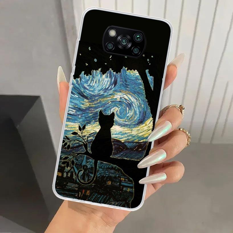 Black Cat Cartoon Cute Phone Case for Xiaomi Poco X5 X6 X7 Pro F7 Ultra M7 Redmi 15 15C 13 13C 12 12C 10 10A 10C 9 9A 9C 9T Shel