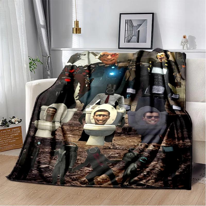 D Skibidi Throw Blanket Speakerman Cameraman TVman Flannel Soft Cozy Blanket for Home Bedroom Bed Sofa Travel Cover Gift