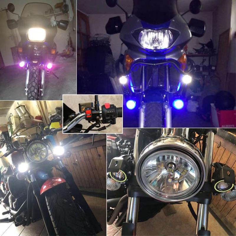 LED Motorcycle Angel Eyes Motorbike LED Auxiliary Lamp U7 Headlamp Spotlights Motorcycle Headlights Super Bright 125W 2Pcs/set