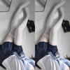 Однотонные длинные чулки в стиле Лолиты JK для женщин и девочек, милые черно-белые колготки выше колена, высокие носки для косплея, сексуальные нейлоновые чулки