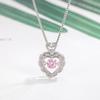 Pink Diamond Heartbeat Necklace for Women Fashion Light Luxury Sweet High-end Chinese Valentine's Day Gift