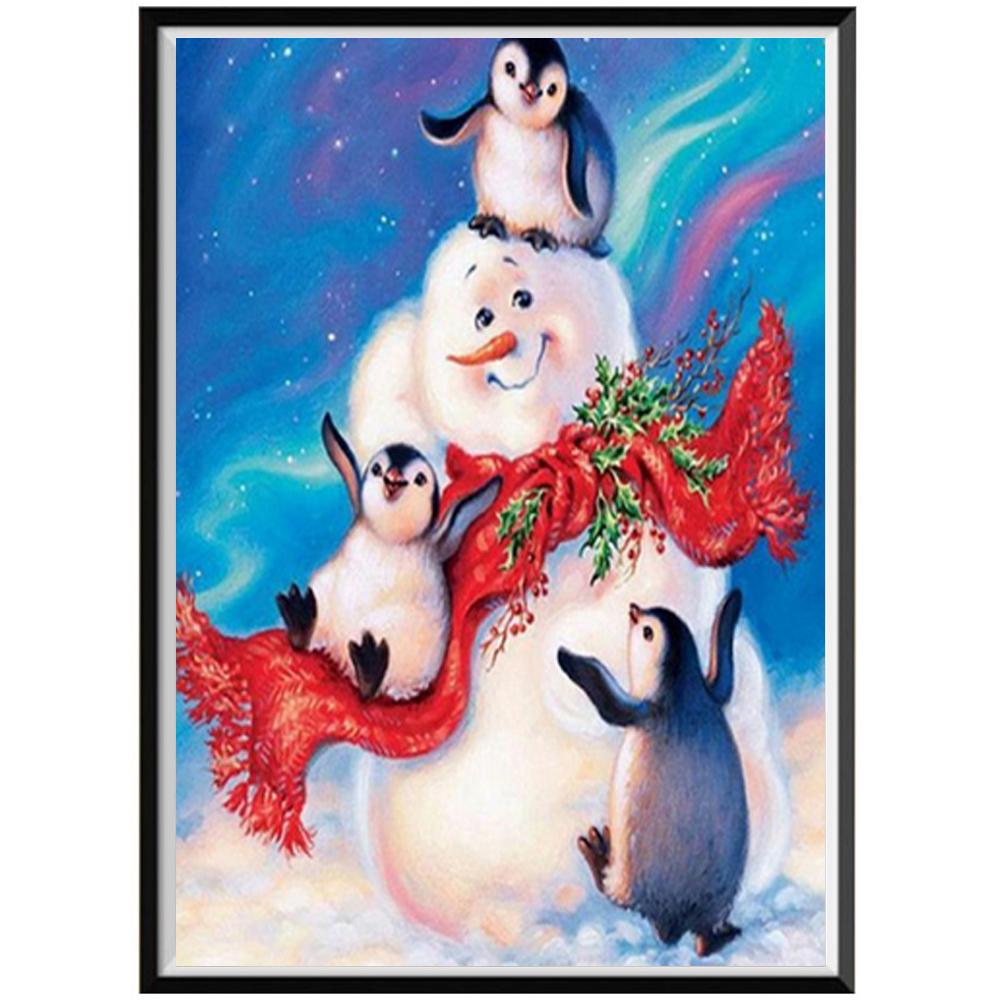 Christmas Diy Diamond Painting Full Diamond Santa Claus Round Diamond Embroidery 5D Snowman House Cross Stitch Home Decoration