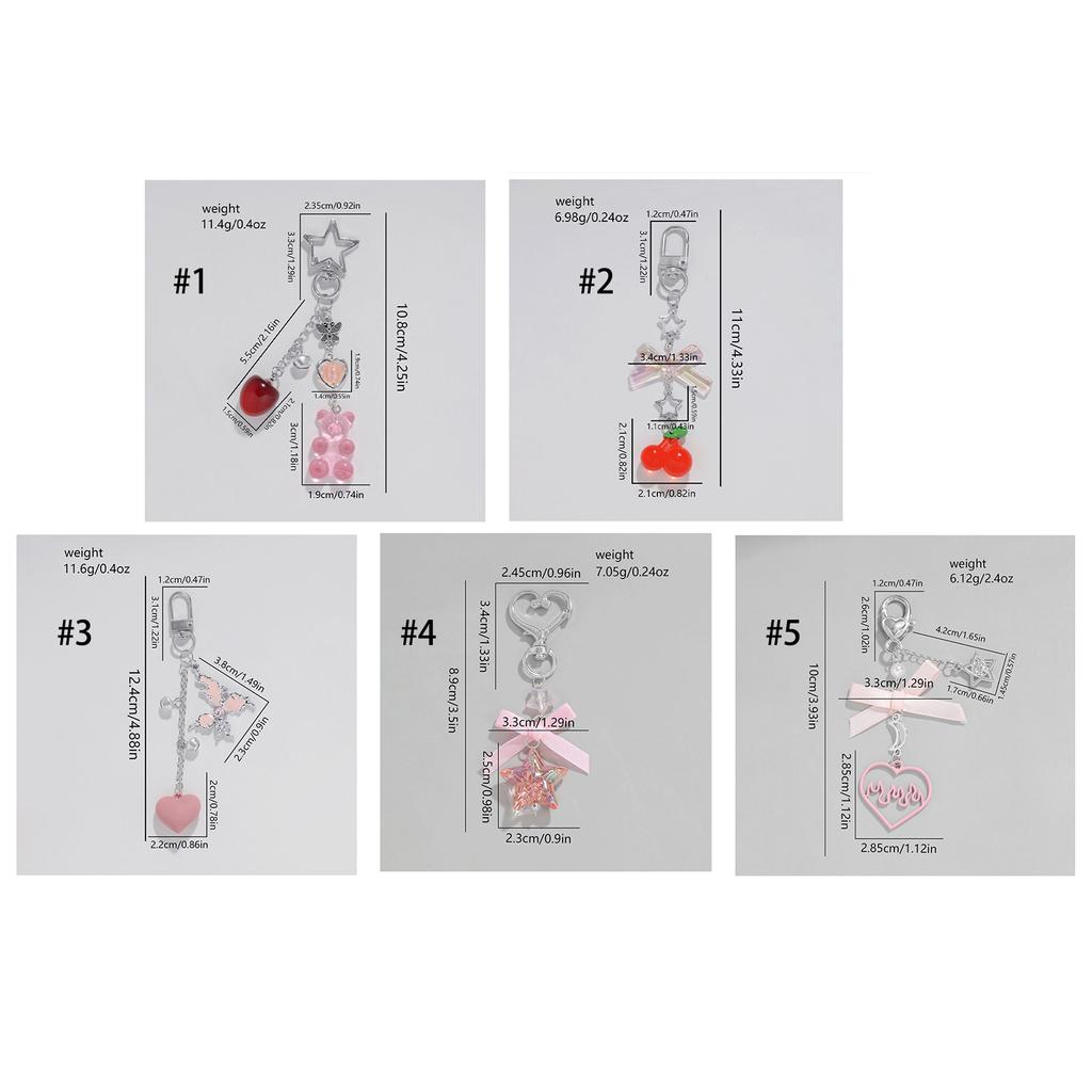 Bear Bowknot Star Charm Keychains Sweet Lovely Pendant Hangings Ornament Keyring Backpack Decoration for Women Girls