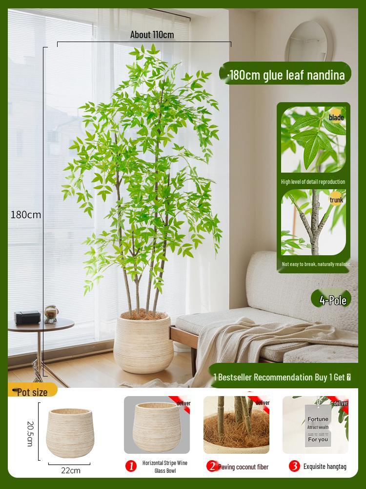 Nandina Bionics Artificial Tree: Elegant Indoor Decor, Large Potted Floor Plant