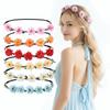 Hand Woven Floral Wreath Crown Adjustable Ribbon Bohemia Garland Headpiece  for Photography Props