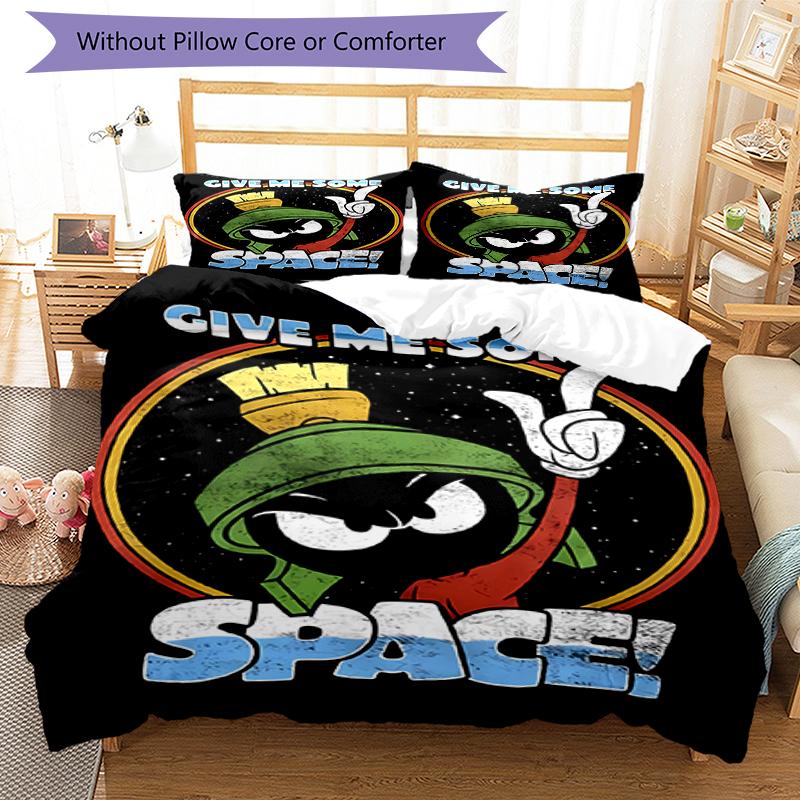 3pcs Marvin the Martian pattern bedding set duvet cover set includes duvet cover &pillowcases, perfect all season bedroom decoration & gift
