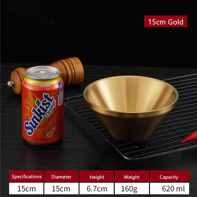 Чаша из нержавеющей стали, многоразмерный V-образный золотой салатник, салатница с лапшой, рисом и фруктами, кухонная посуда для приготовления пищи, корейский салатный лук