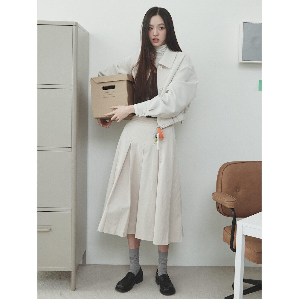 8seconds Хлопковая длинная плиссированная юбка бежевая