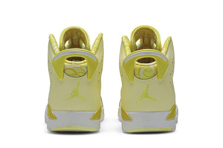 Детские кроссовки Nike Jordan 6 Retro Dynamic Yellow Floral (PS) Лимонный оттенок/Динамичный желто-черно-белый