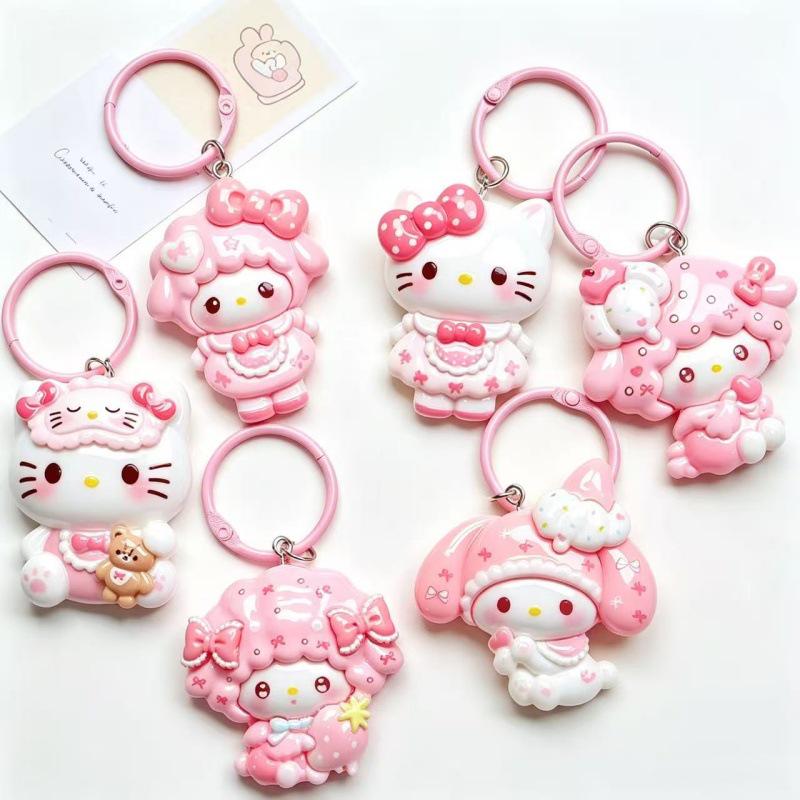 Розовый мультяшный брелок-подвеска в форме сердца Sanrio - Девчачий шарм для сумок или рюкзаков, Идеальный маленький подарок для лучшей подруги