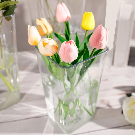 Прозрачное акриловое ведро для цветов, конический держатель для цветов, высокая ваза для цветов, центральный элемент для дома, свадьбы, гостиной, флористических композиций