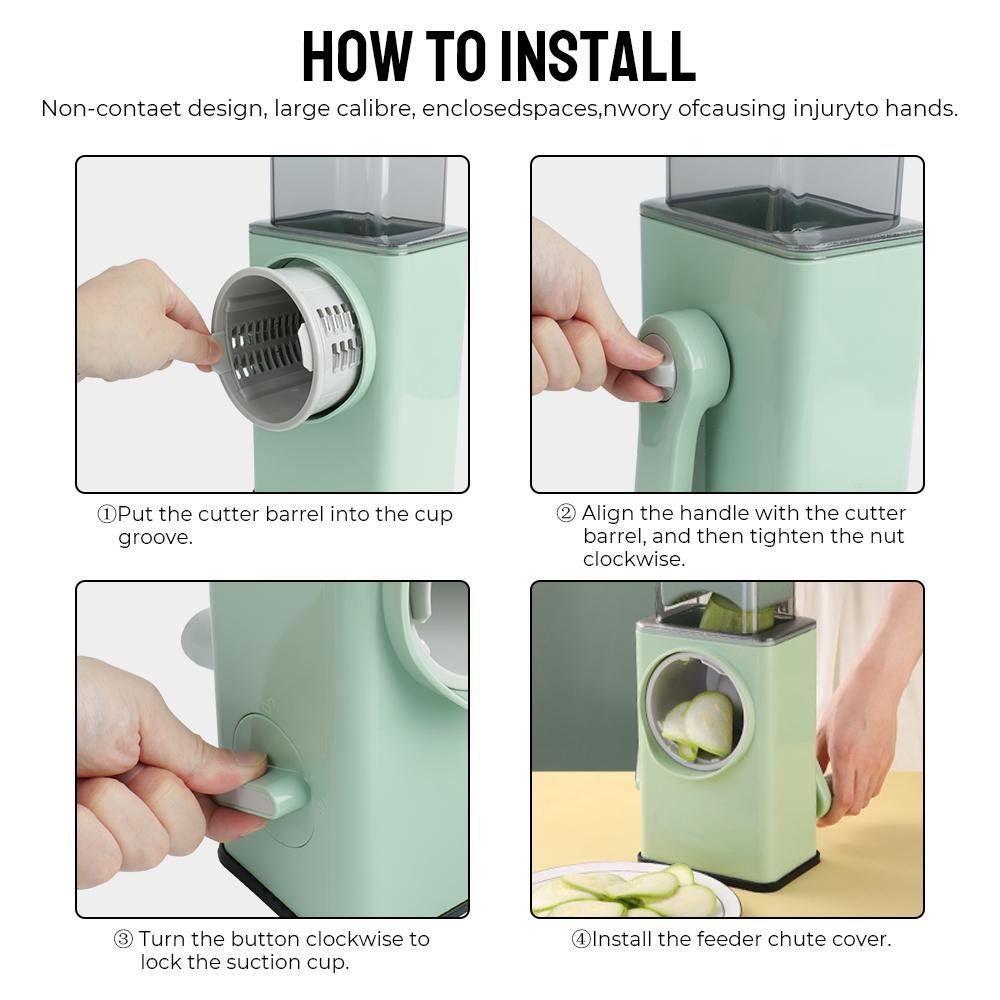 Vegetable Chopper Manual Rotary Potato Chip Slicer Cutter Shredded Potato Cheese Machine Kitchen Gadget Multifunction 3 In 1