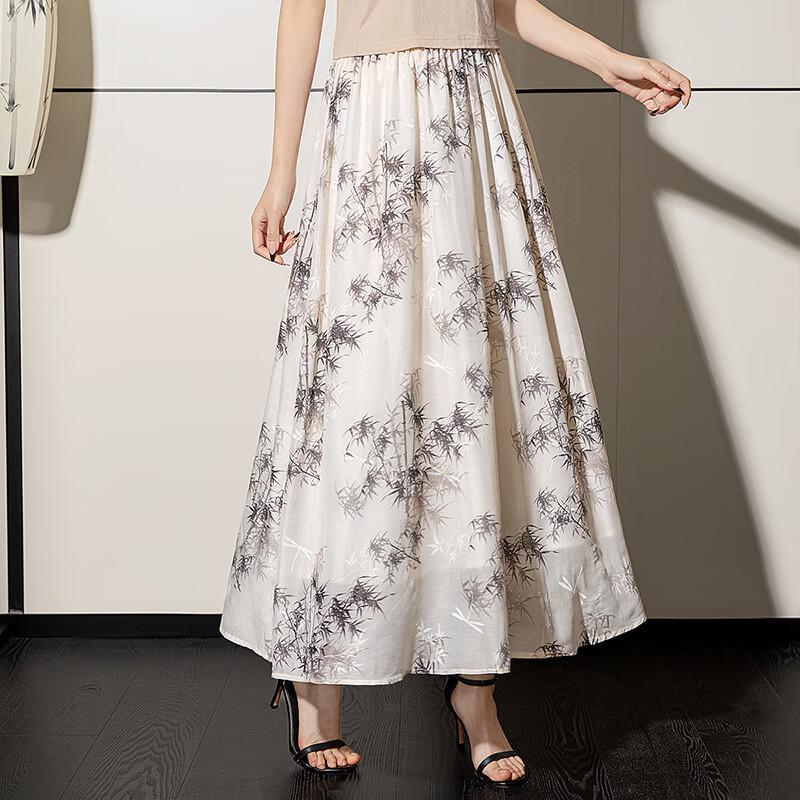 Sibaishe Elegant Floral Print Midi Skirt