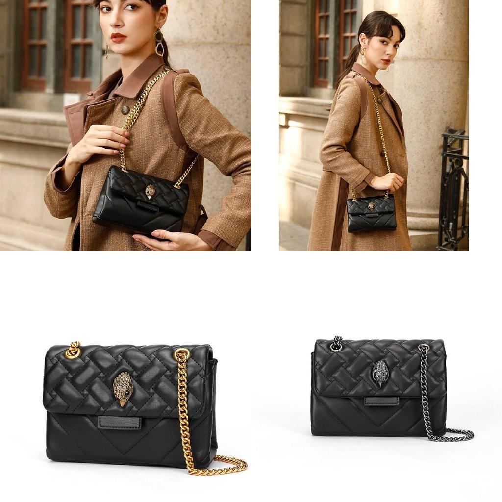Kurt Black Geiger Crossbody Bag Chain Rhomboid Grid Eagle Head Decorate Gift