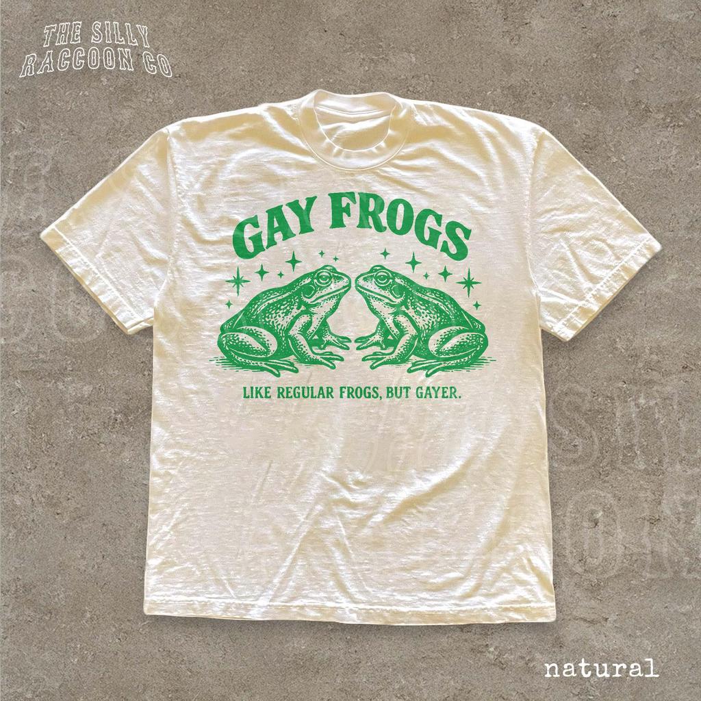 Vintage Gay Frog Graphic Shirt Funny LGBTQ Pride Gift For Queer Best Friend Cottagecore Aesthetic T-Shirt Retro Meme Top For Men Women
