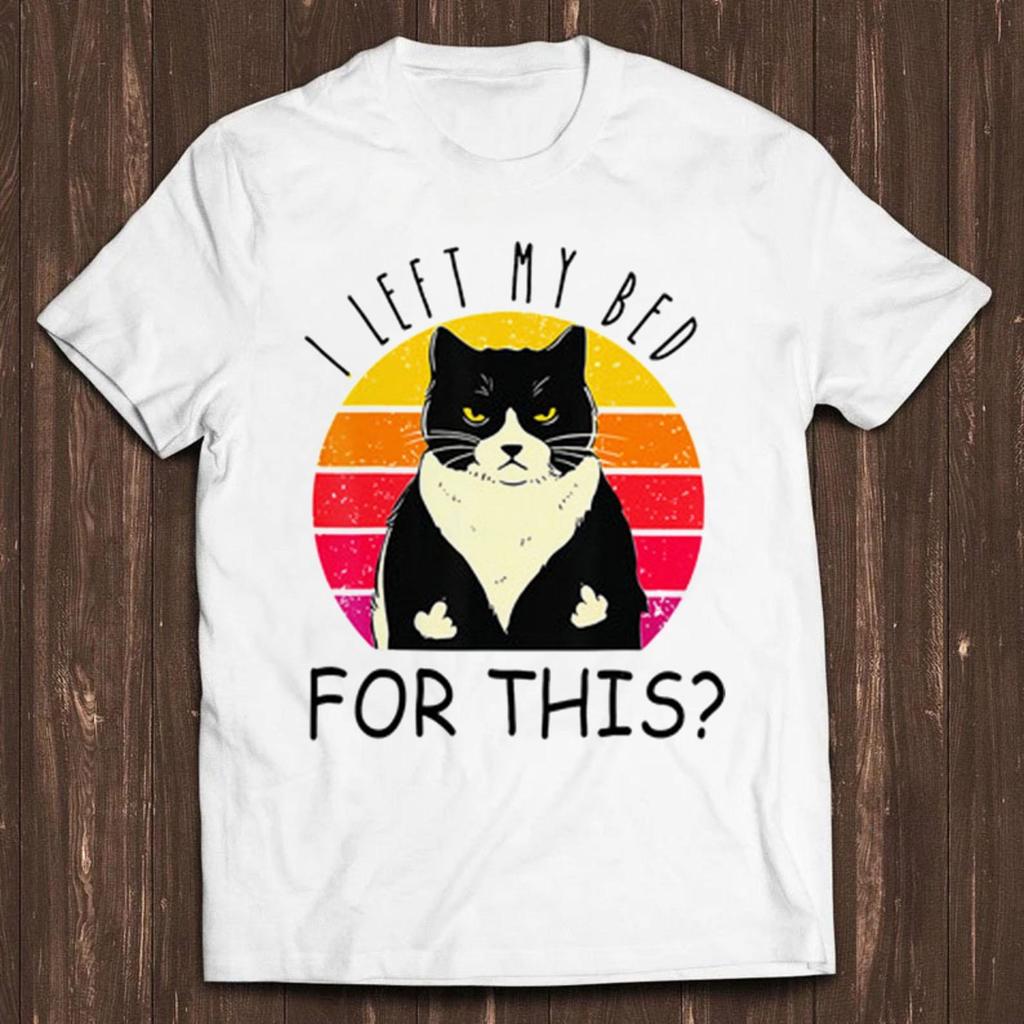I Left My Bed For This Black Cat Hilarious Witty Humor Funny Meme Gift Tee Gamer Cult Movie Music T Shirt C676