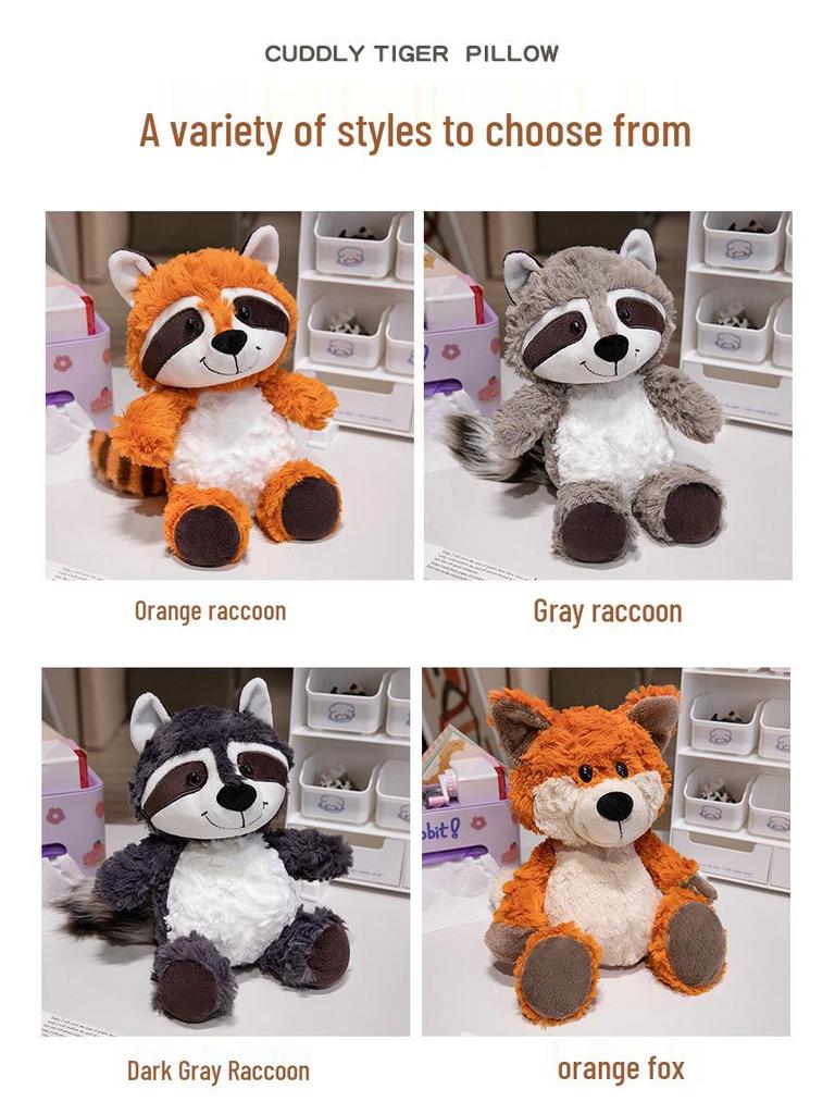 Fox & Raccoon Plush Toy - Realistic Wild Animal Sloth Doll Birthday Gift