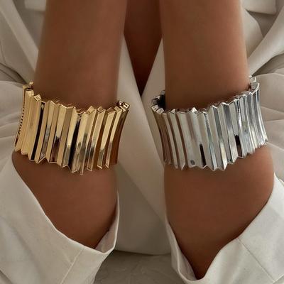 Украшения Преувеличенный Неправильный Сплав Браслет Персонализированный Пружинный Открытый Браслет Женские Широкие Ювелирные Изделия