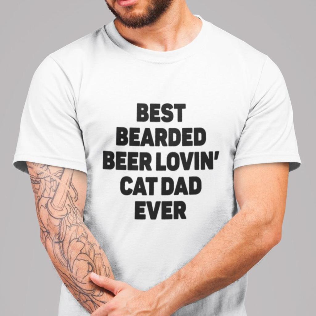 Best Bearded Beer Lovin' Cat Dad Ever T-Shirt Cat Dad Shirt Gift Funny Gift for Beer Lover Cat Owner Gift Bearded Dad Tee Retro Vintage Top