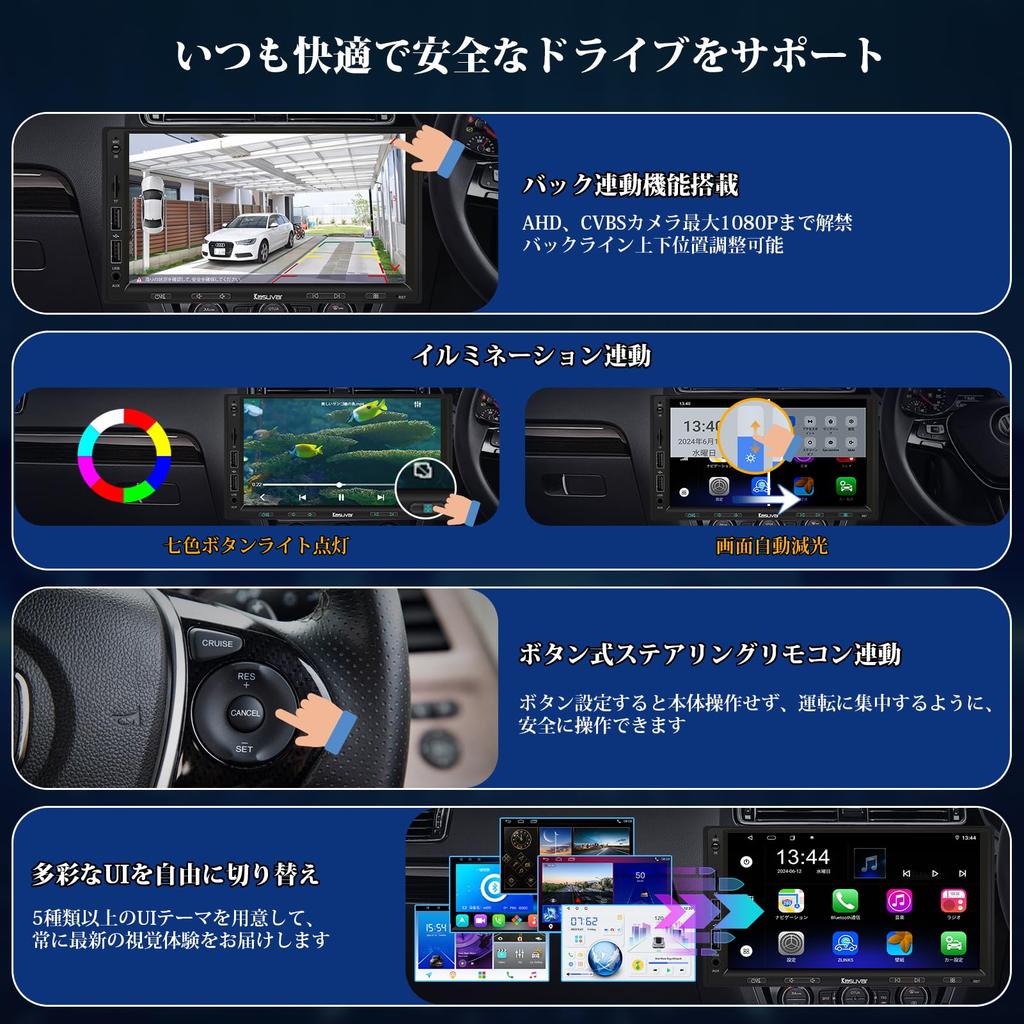 KASUVAR 7-дюймовый автомобильный аудио, 2din, 8-ядерный процессор, Android 10, Автомобильная навигация, 2 ГБ