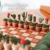 1/2 Набора Шахматная игра Кактус со сворачивающейся шахматной доской Портативная дорожная 3D-печатная игра Кактус Развивающая шахматная игрушка Декорация Подарок для любителей растений
