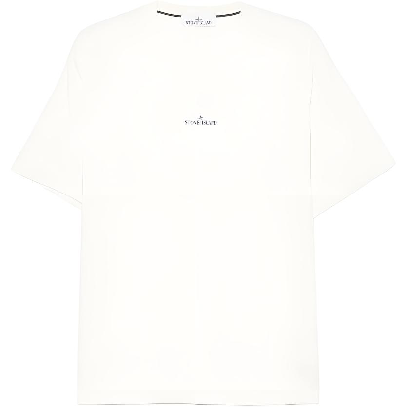 STONE ISLAND Классическая футболка с принтом логотипа, с коротким рукавом и круглым вырезом, мужская, топы, белая K1S1521002-RCS0153-V0093