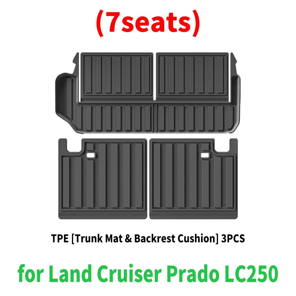 Tapis de sol et de coffre de voiture en TPE de haute qualité pour Land Cruiser LC250 Prado 250 2024 2025, imperméables et faciles à nettoyer