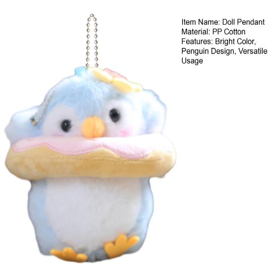 Doll Pendant Keychain Penguin Design Bright Colors Keyring Pendant Easy To Find Keys Fine Sewn Keychain Charm